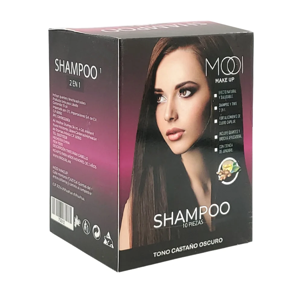 Paquete con 10 sobres de shampoo con tin...