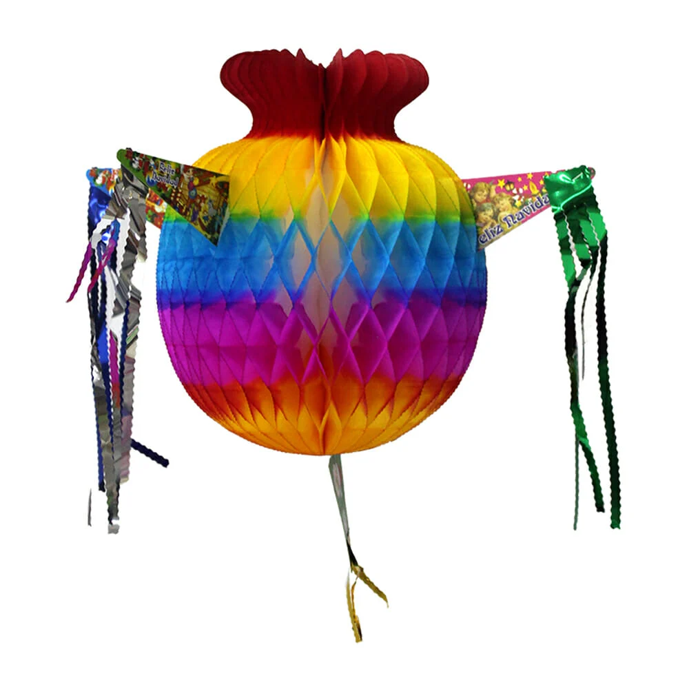 Farol tipo adorno navideño colgante 3d de papel china en forma de piñata redonda con 5 picos 40cm / piñata navideña 4