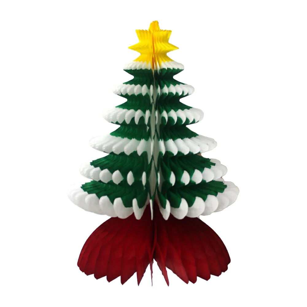 1pza Adorno navideño colgante 3d de papel china en forma de árbol / pino de navidad 19cm / pino navideño 1