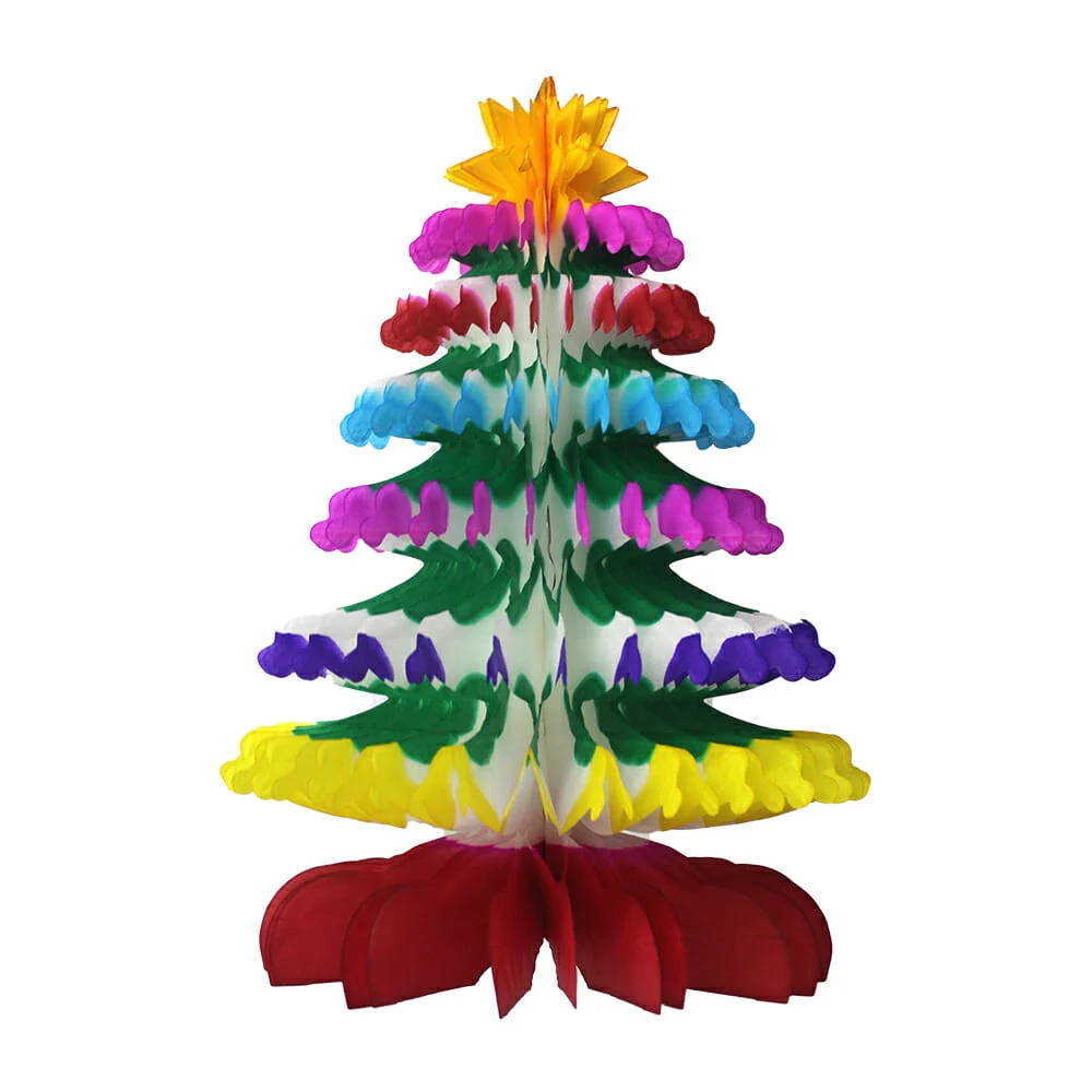 1pza Adorno navideño colgante 3d de papel china en forma de árbol / pino de navidad 24cm / pino navideño 2