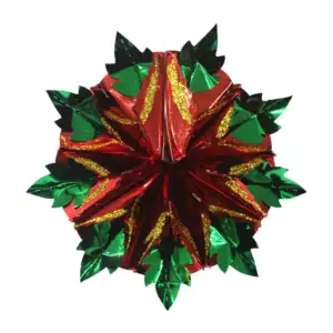 1pza Adorno navideño metálico en forma de flor nochebuena con brillan…