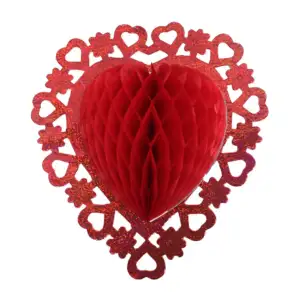Adorno colgante 3d en forma de corazón de papel china y flores 30x30c…