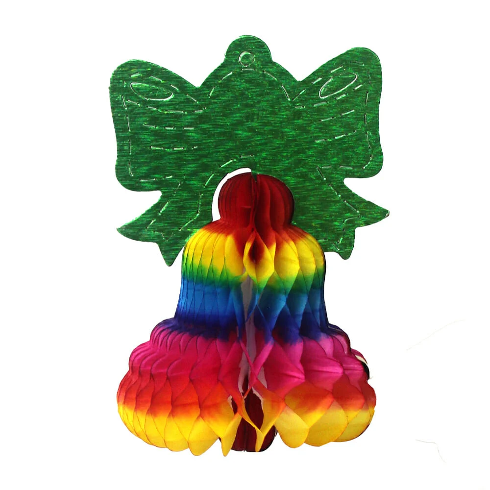 1pza Adorno navideño colgante en forma de campana con moño 17cm, variedad de colores / campana navideña 1