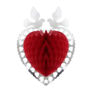 Adorno colgante 3d en forma de corazón de papel china y palomas 32x45…