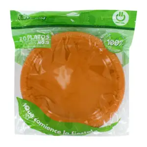 Paquete con 20 platos no.9 de plástico biodegradable, variedad de col…