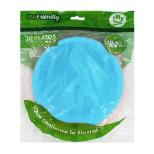 Paquete con 20 platos no.7 de plástico biodegradable, variedad de col…