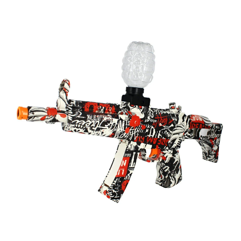 Pistola eléctrica lanza bolitas de hidrogel 7-8mm, diseño grafiti de calaveras / electric blaster gun