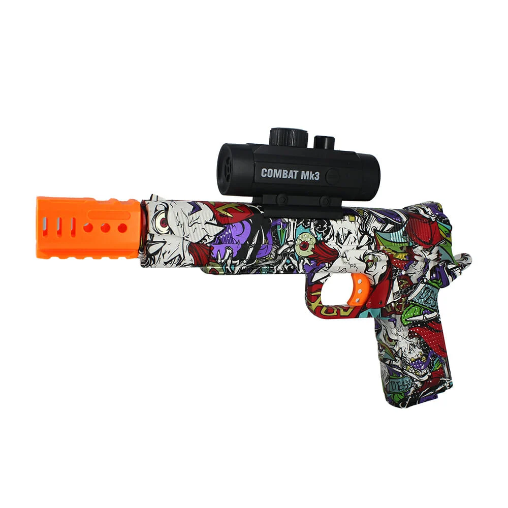 Pistola combat mk3 lanza bolitas de hidrogel recargable con diseño calaveras + lentes, repuestos y almacenador / criystal bullet balls 788/v