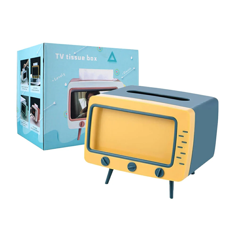 Almacenador en forma de televisión para toallas o pañuelos, variedad de colores / tv tissue box / 80560