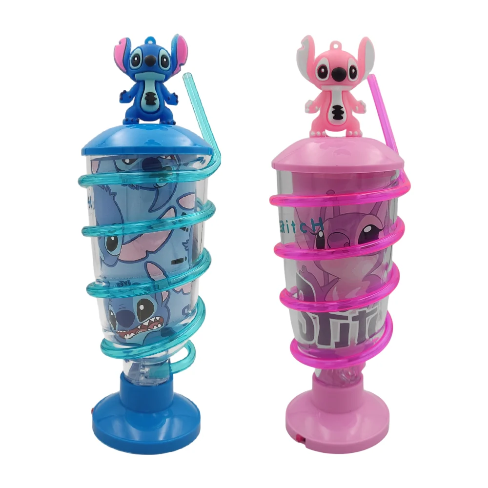 Vaso de plástico con popote espiral y d...