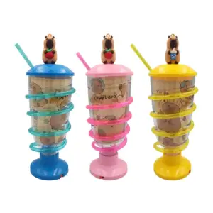 Vaso de plástico pequeño con popote y decoración 3d + luz led, surtid…