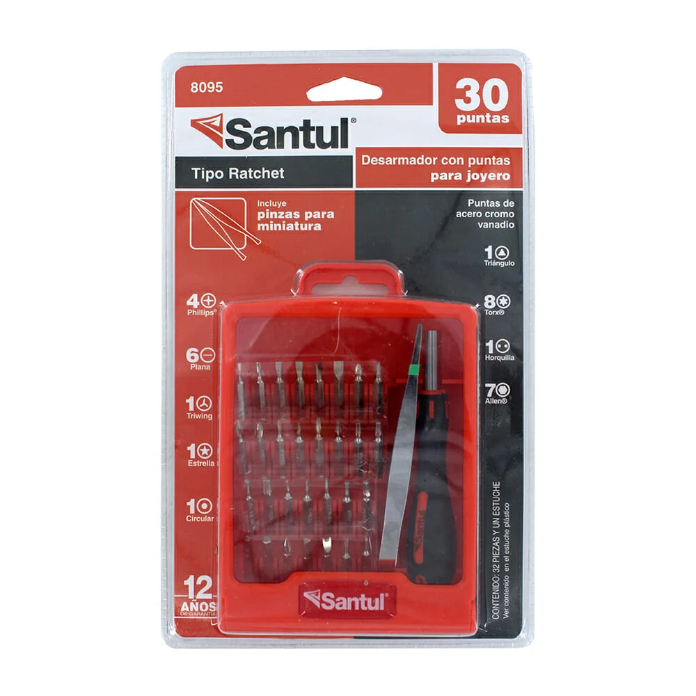 Juego santul con desarmador, 30 puntas i...