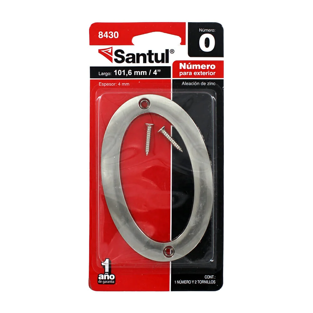 Placa metálica exterior santul de 4 pulgadas en forma de número 0 con aleación de zinc / 0322