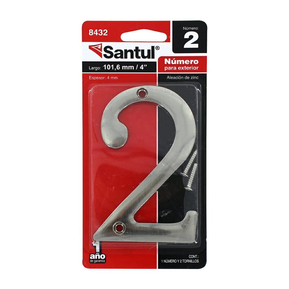 Placa metálica exterior santul de 4 pulgadas en forma de número 2 con aleación de zinc / 0322