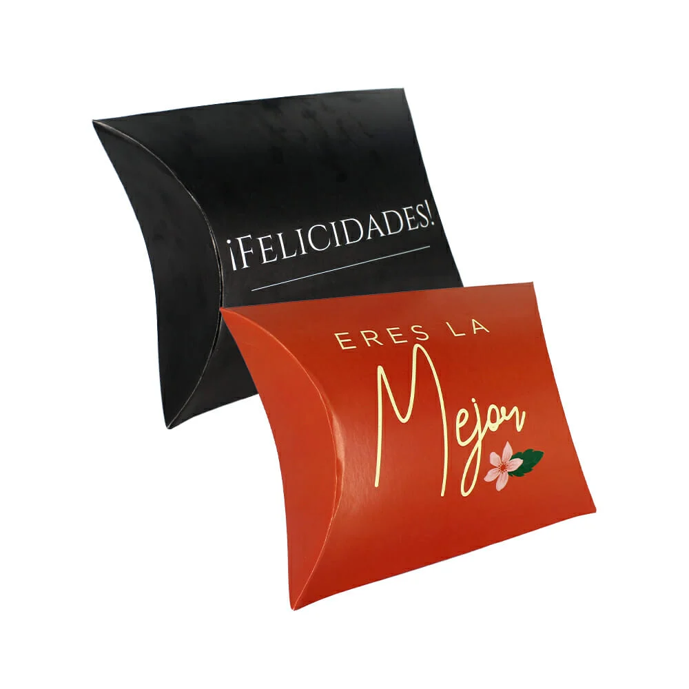 Caja para regalo, armable, en forma de almohadilla, temática del día de la madre o del padre, variedad de diseños / 859