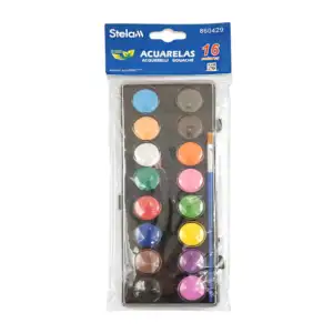 Estuche con 16 acuarelas pequeñas + pincel, colores surtidos / 860429…