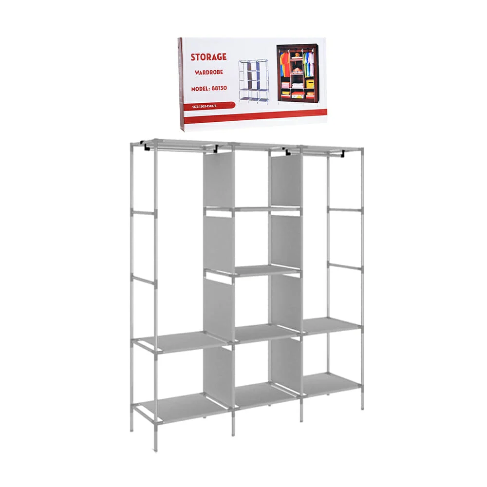 Organizador guarda ropa metálico de 4 niveles con 2 espacios para colgar ropa, 130x45x175cm / 88130 / 80480 / CLS