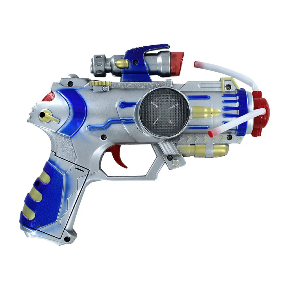 Pistola de juguete con sonido, láser y luz led de colores / 888-3