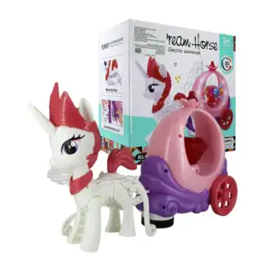 Unicornio / pony móvil con carroza y diamante de juguete con luz led …
