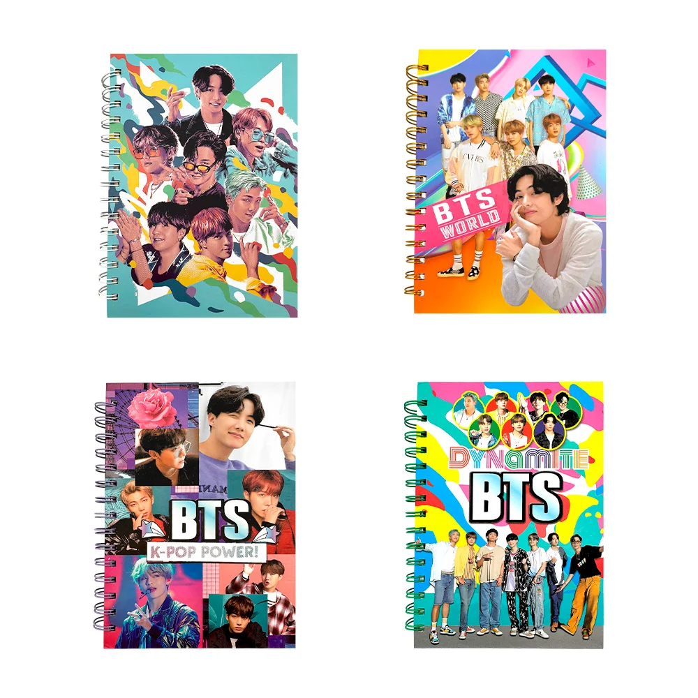Libreta mediana de pasta dura con doble espiral y diseño de bts, variedad de diseños / 909-45 / 909-45a