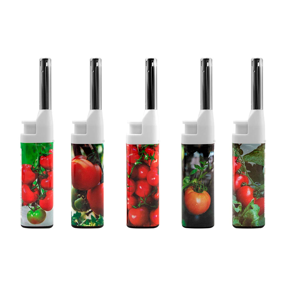 Encendedor antorcha pequeño con estampado de alimentos, diseños varios / 14cms