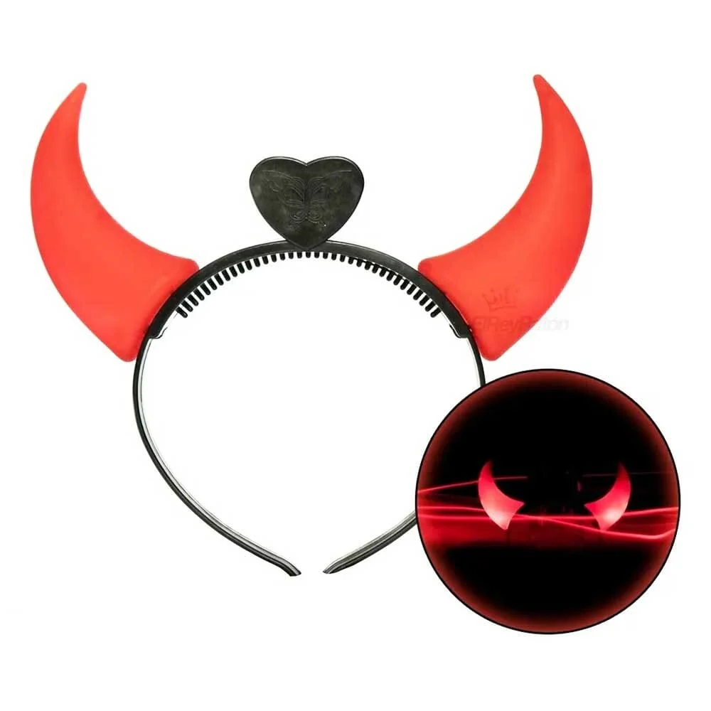 1pza Diadema de diablito con luz led a-1...