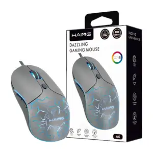 Mouse alámbrico gamer haing con botones programables y luz led rgb, 2…