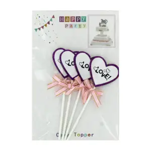 Paquete de 4 cake topper feliz cumpleaños con brillantina y moño, var…