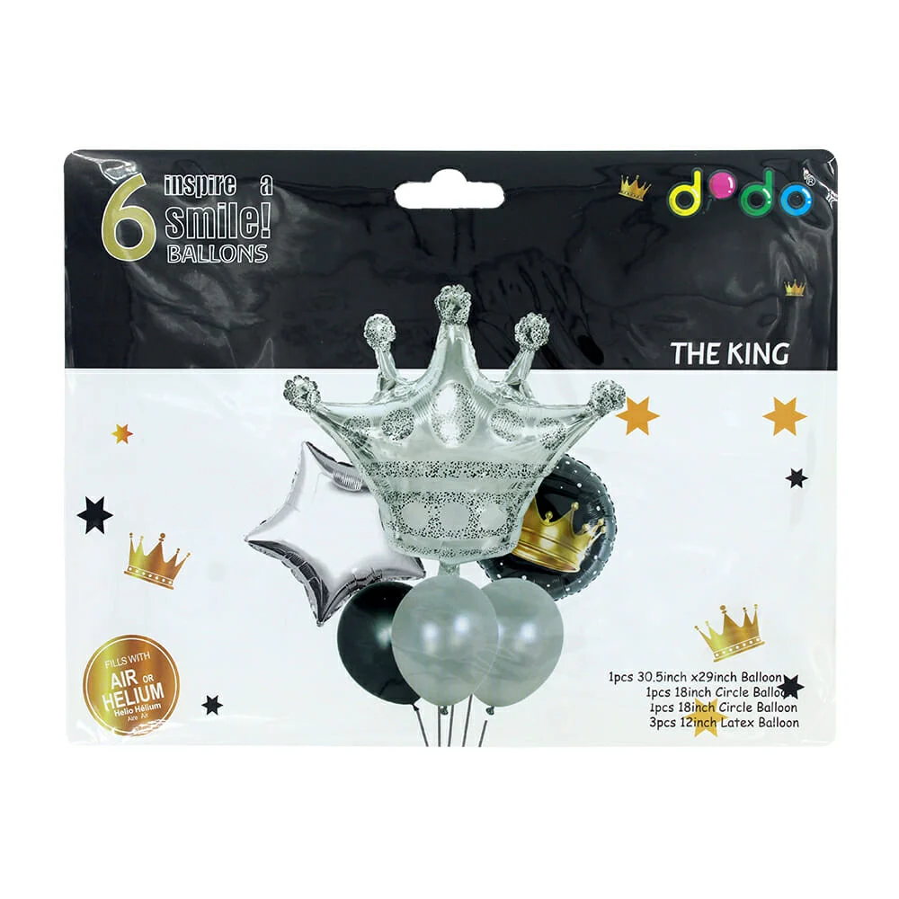 Set de 6 globos metálicos con diseño de corona / dido / dodo1631-162