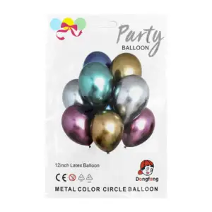 Paquete de 8 globos metalicos de latex, variedad de colores /af0371