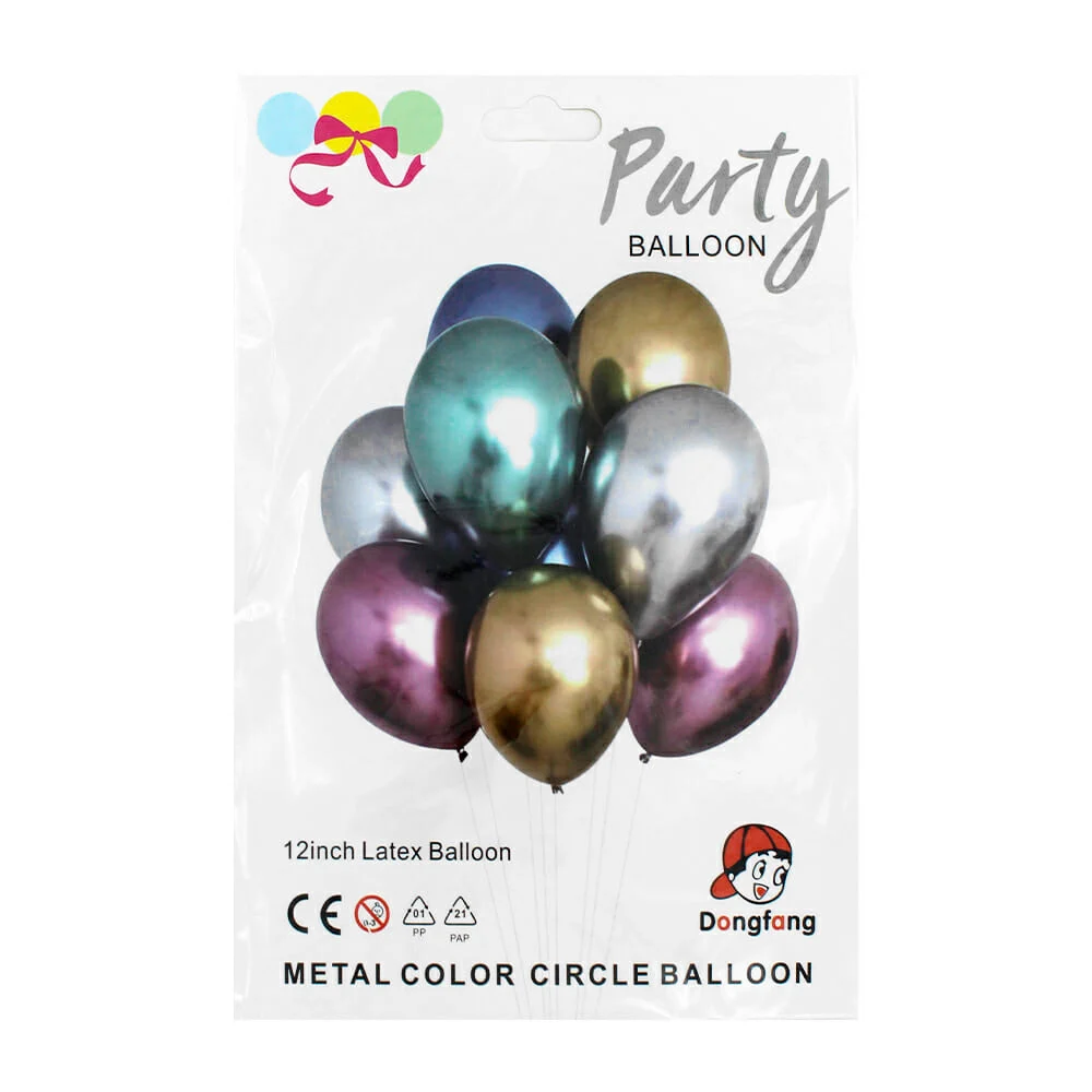 Paquete de 8 globos metalicos de latex, variedad de colores /af0371