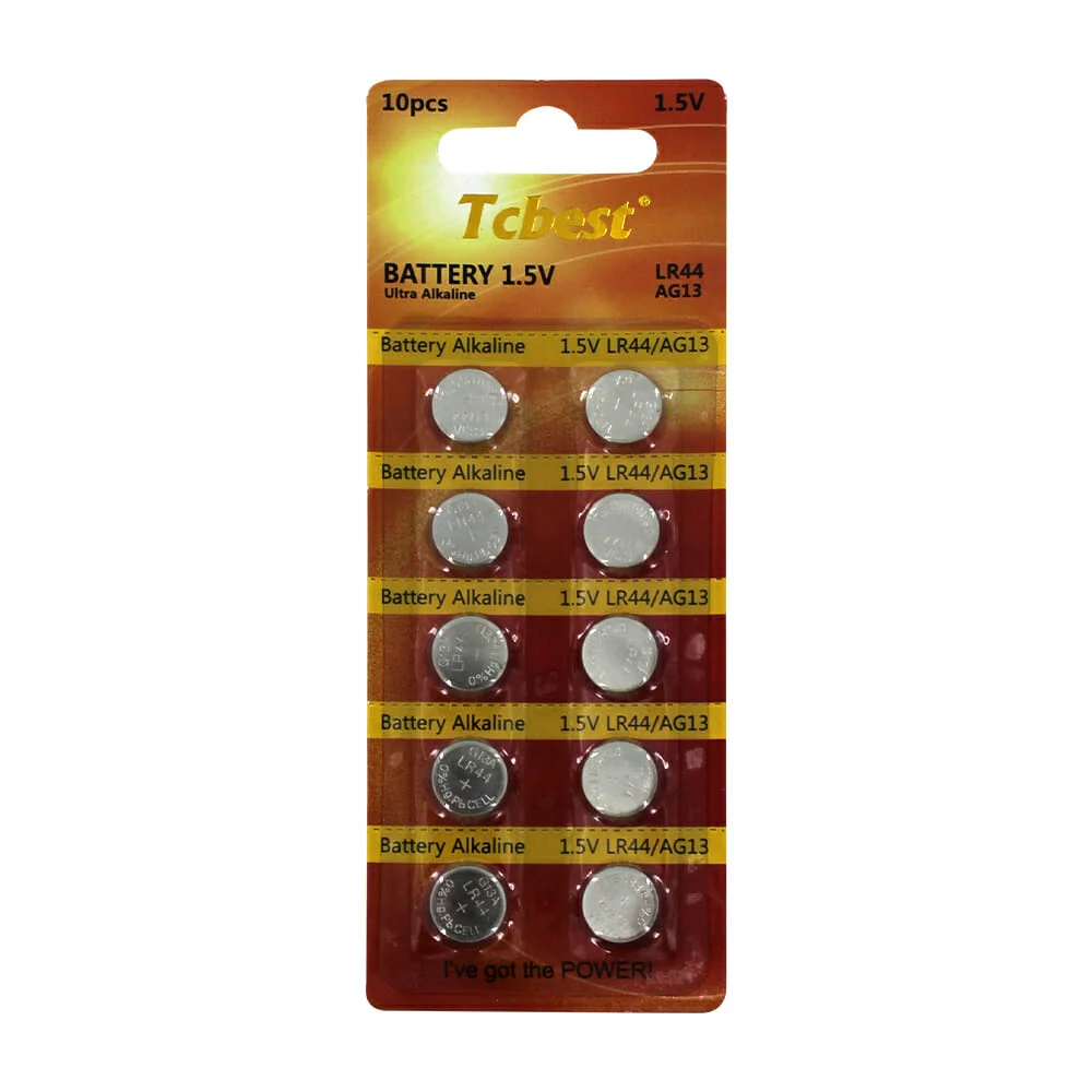 Blíster 10 pzas pilas alcalinas tipo botón 1.5v ag13 / tcbest lr44