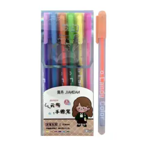Estuche con 6 bolígrafos - plumas, de varios colores, tonos neón / ar…
