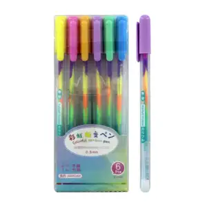 Estuche con 6 pzs de bolígrafos de colores 0.8mm / ar244