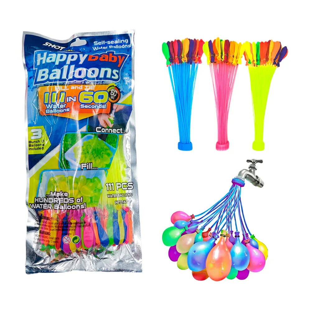 Blíster con 3 juegos de 37 globos para rellenar de agua, variedad de colores / sq-111 / wt1187 / af0228 / lf-sq9450 / f205-a035 / qq-33b / y1104