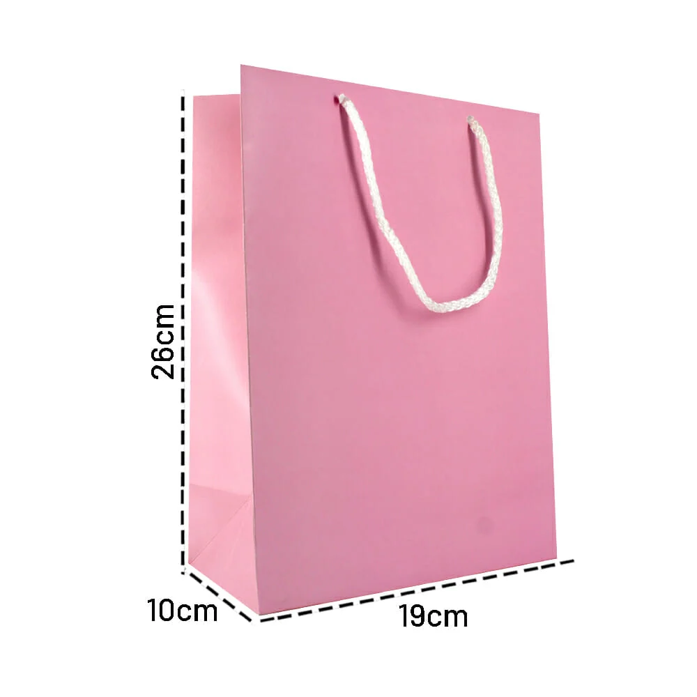 1pza Bolsa mediana lisa dipak de cartón para regalo 19.1x10x25.9cm, variedad de colores / 025549