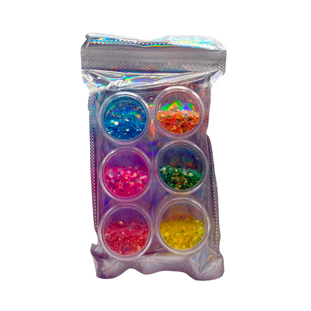 Paquete con 6 mini frascos de glitter pa...