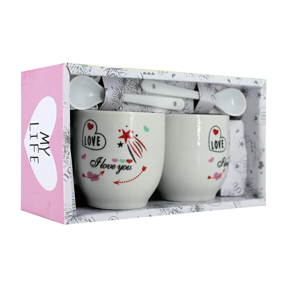 Juego de 2 tazas ovaladas de cerámica c...