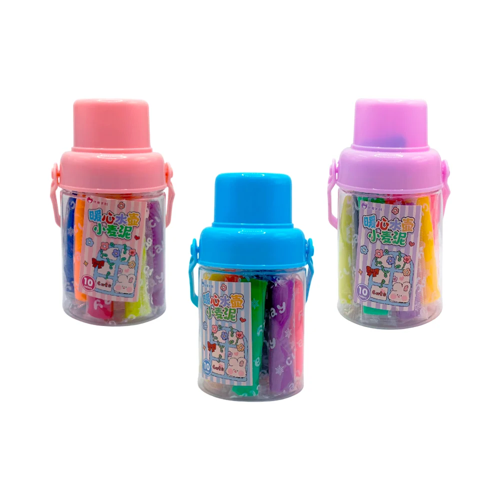 Bote con 12 mini tubos de masa moldeable + 4 accesorios para moldear, surtido