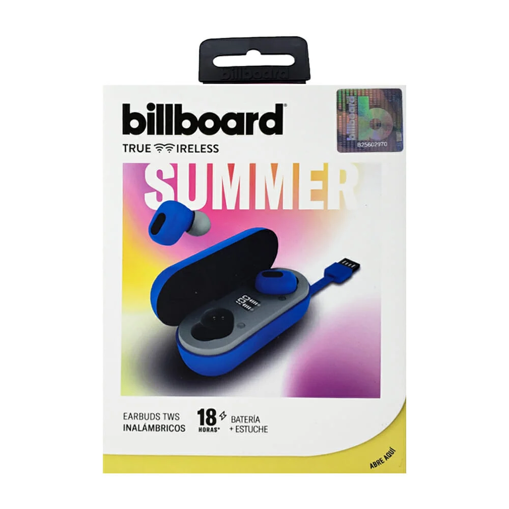 Audífonos inalámbricos con cable usb billboard, estuche cargador cilíndrico y almohadillas de silicona / bb-e93317