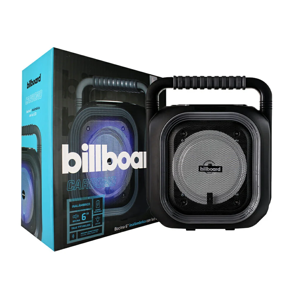 1pza Bocina inalámbrica de 6 pulgadas, con diseño cuadrado, asa agarradera, botones de reproducción e iluminación led, variedad de funciones / bb-s80025