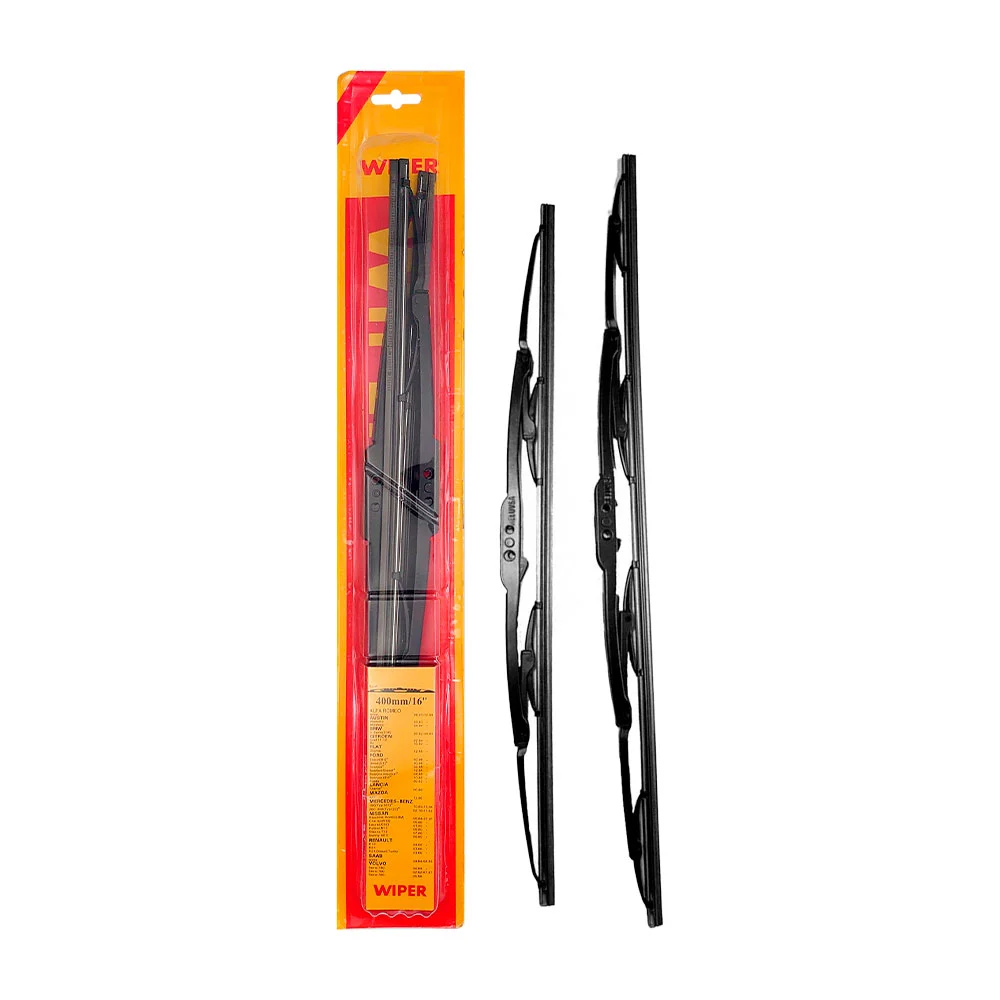 Par de parabrisas para coche con cuerpo metálico y goma removedora, variedad de usos / wiper / 400mm / 16 pulgadas