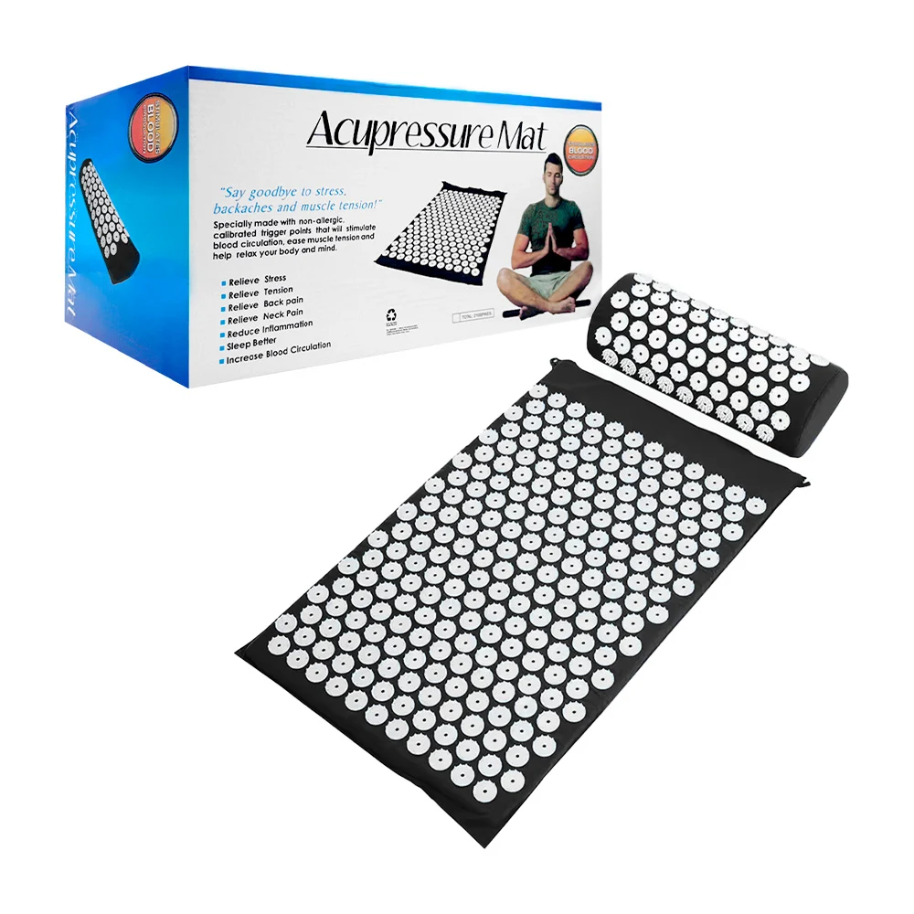 1pza Tapete rectangular de acupresión con mini almohada y mini pinchos de plástico, variedad de colores y usos / acupressure mat / 50211