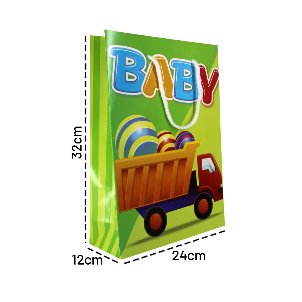 1pza Bolsa grande dipak de cartón con diseño de evento ocasión para regalo 24.3x11x32cm, variedad de diseños / bcel13