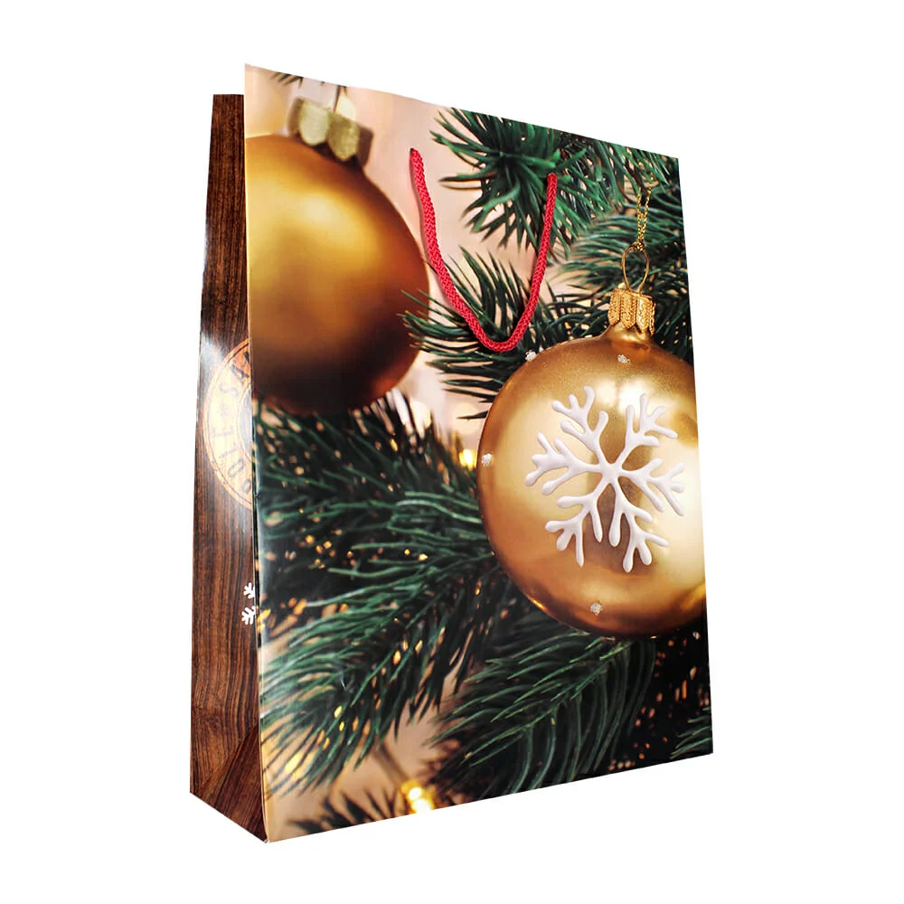 1pza Bolsa grande dipak de cartón con diseño temática navideño para regalo 28x37cm, variedad de diseños / bcel14