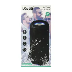 Bocina inalámbrica cilíndrica buytiti, con asa agarradera, textura ma…