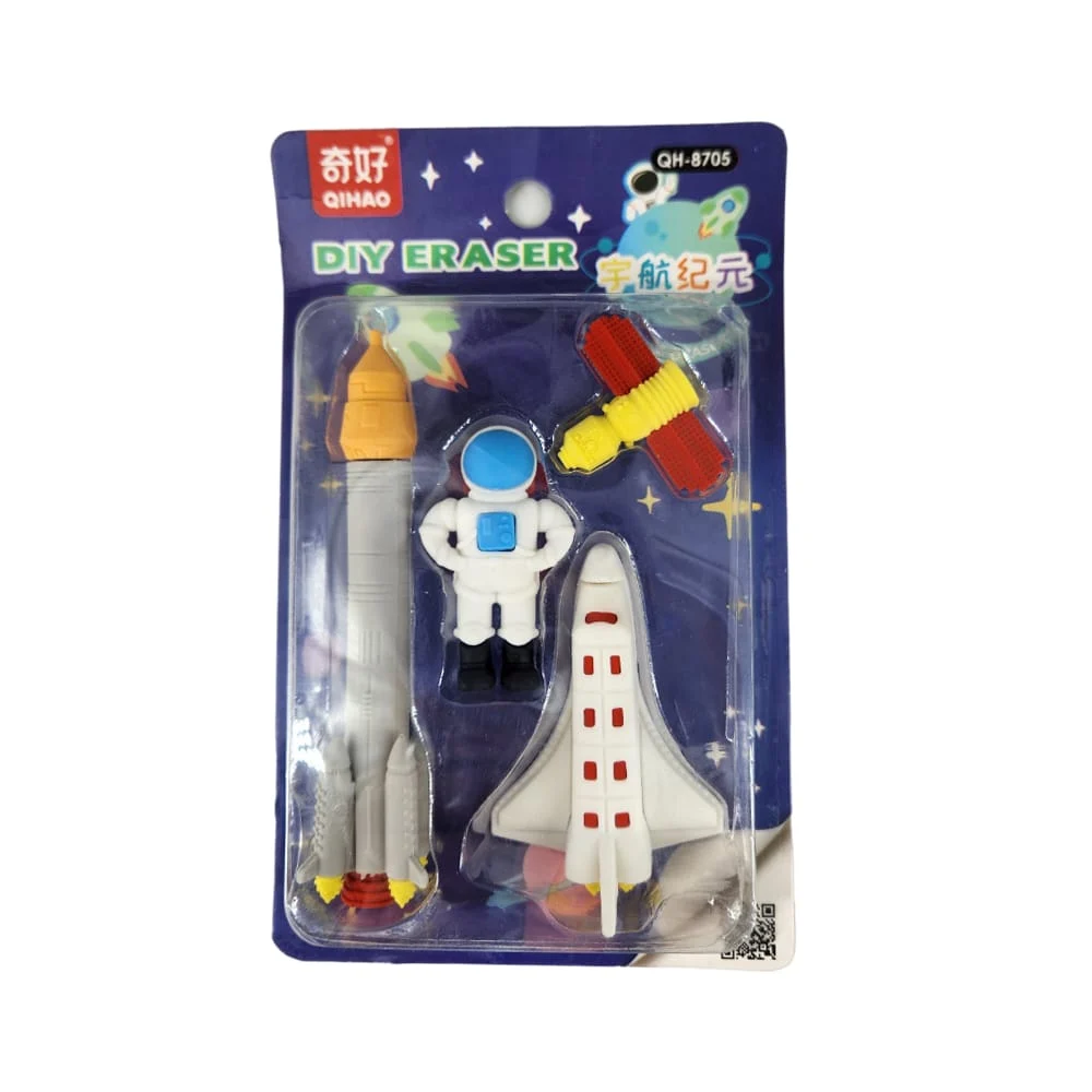 Blister 4 pzas borradores kawaii espaciales qh-8705