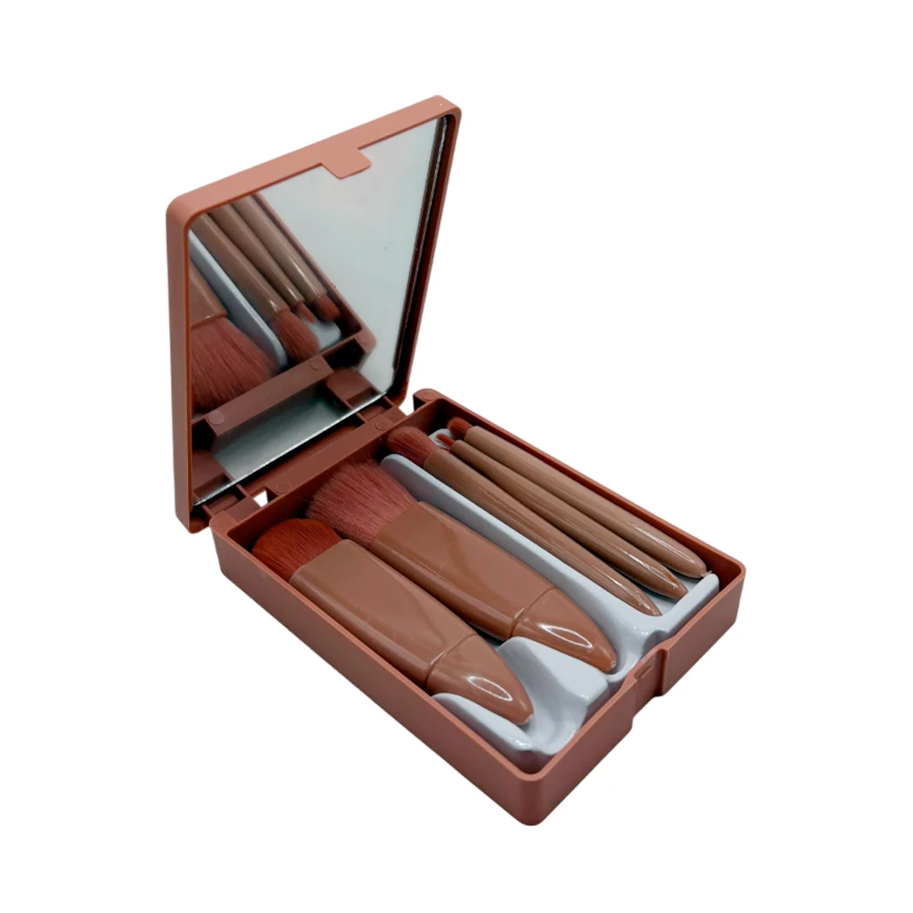 Estuche con espejo y 5 mini brochas apli...