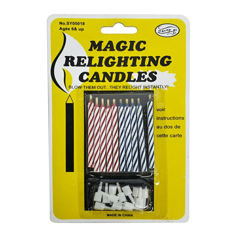 Paquete con 10 mini velas mágicas de broma, variedad de colores / sy05018