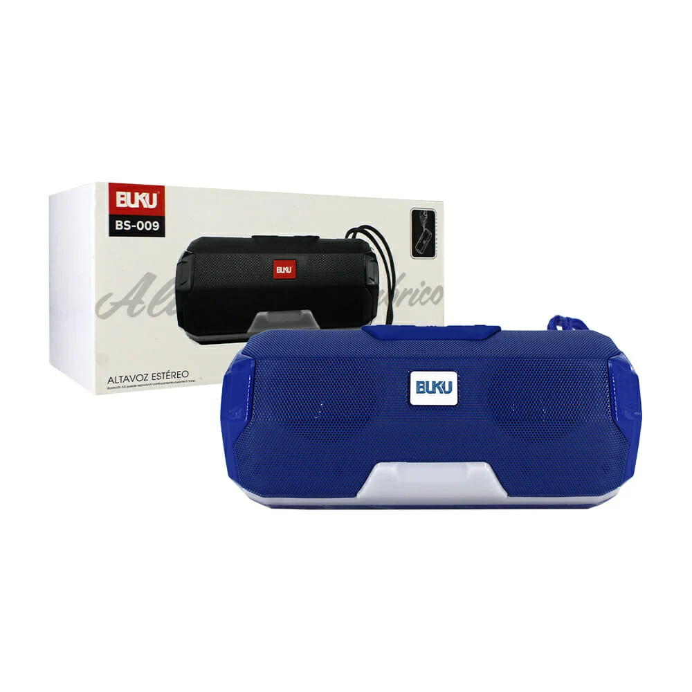 Altavoz inalámbrico portátil buku con luz led, variedad de colores, bluetooth 5.0, fm, con entradas usb,sd y auxiliar / bs-009